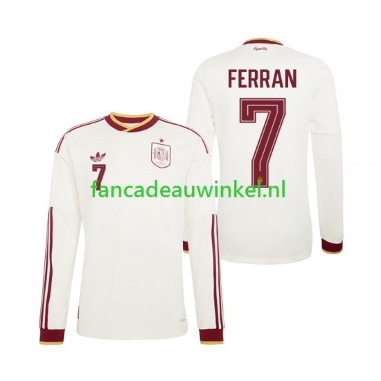 Spanje Wedstrijdshirt met Korting Ferran Torres 7 Uit Heren WK 2026 Lange Mouw