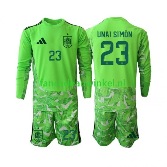 Spanje Wedstrijdshirt met Korting Unai Simon 23 6th Green color Keepersshirt Kind WK 2026 Lange Mouw