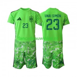 Spanje Wedstrijdshirt met Korting Unai Simon 23 6th Green color Keepersshirt Kind WK 2026 Korte Mouw