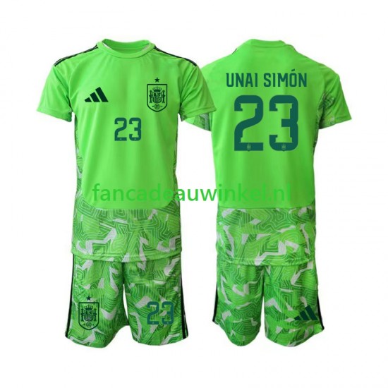 Spanje Wedstrijdshirt met Korting Unai Simon 23 6th Green color Keepersshirt Kind WK 2026 Korte Mouw