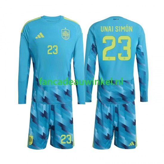 Spanje Wedstrijdshirt met Korting Unai Simon 23 Keepersshirt Thuis Kind WK 2026 Lange Mouw
