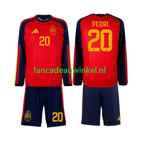 Spanje Wedstrijdshirt met Korting Pedri 20 Thuis Kind WK 2026 Lange Mouw