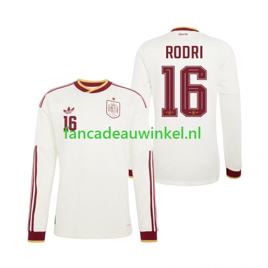Spanje Wedstrijdshirt met Korting Rodri 16 Uit Heren WK 2026 Lange Mouw