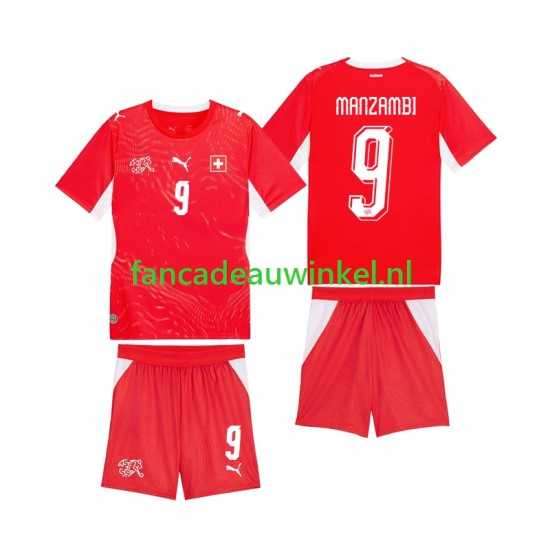 Zwitserland Wedstrijdshirt met Korting Johan Manzambi 9 Thuis Kind WK 2026 Korte Mouw