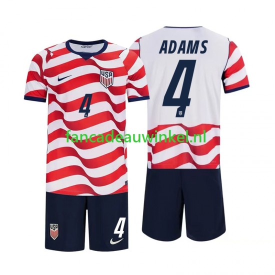 USA Wedstrijdshirt met Korting Tyler Adams 4 Thuis Kind WK 2026 Korte Mouw