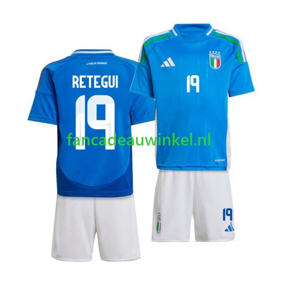 Italië Wedstrijdshirt met Korting Mateo Retegui 19 Thuis Kind 2024 Korte Mouw