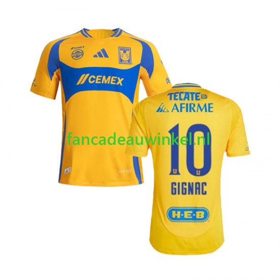 Tigres UANL Wedstrijdshirt met Korting Gignac 10 Thuis Heren 2024-25 Korte Mouw