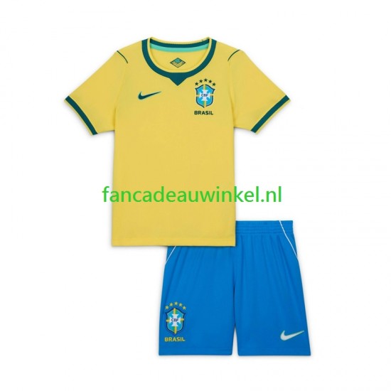 Brazilië Wedstrijdshirt met Korting Thuis Kind WK 2026 Korte Mouw
