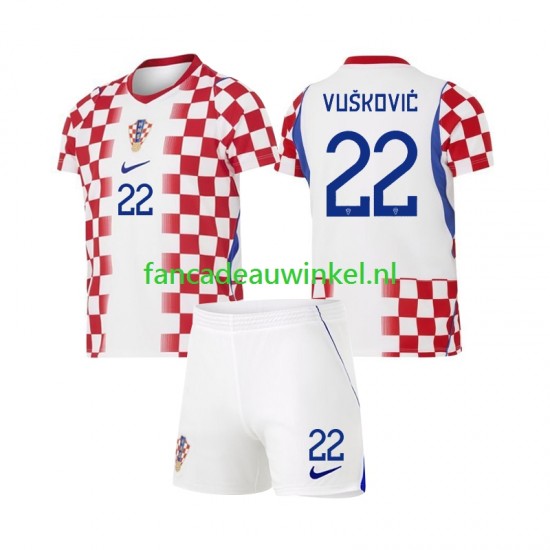 Kroatië Wedstrijdshirt met Korting Luka Vuskovic 22 Thuis Kind WK 2026 Korte Mouw