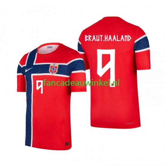 Noorwegen Wedstrijdshirt met Korting Erling Haaland 9 Thuis Heren WK 2026 Korte Mouw