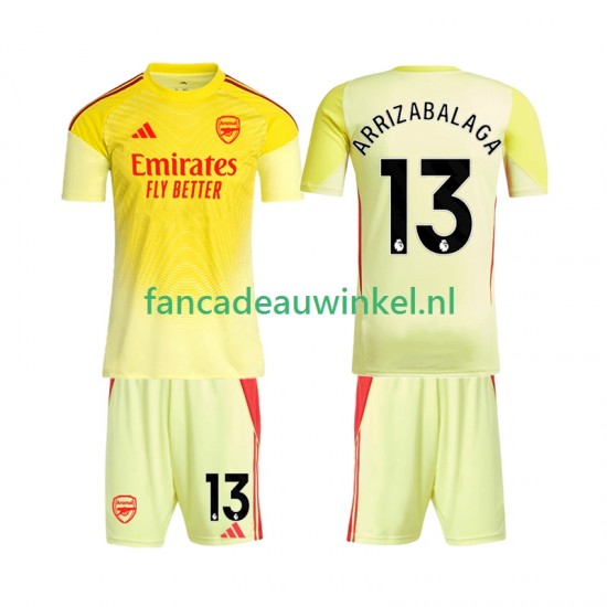 Arsenal Wedstrijdshirt met Korting Kepa Arrizabalaga 13 Keepersshirt Thuis Kind 2025-26 Korte Mouw