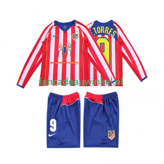 Atlético Madrid Wedstrijdshirt met Korting F TORRES 9 2005 Retro Thuis Kind 2004 Lange Mouw