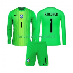 Brazilië Wedstrijdshirt met Korting Alisson Becker 1 Keepersshirt Thuis Kind 2026 Lange Mouw