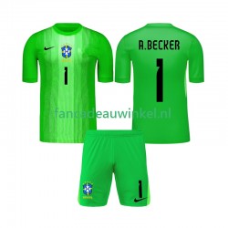 Brazilië Wedstrijdshirt met Korting Alisson Becker 1 Keepersshirt Thuis Kind 2026 Korte Mouw
