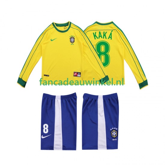 Brazilië Wedstrijdshirt met Korting KAKA 8 Retro Thuis Kind 1998 Lange Mouw