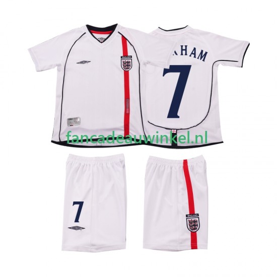 Engeland Wedstrijdshirt met Korting BECKHAM 7 Retro Thuis Kind 2002 Korte Mouw