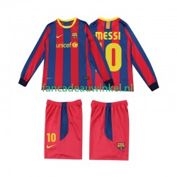 FC Barcelona Wedstrijdshirt met Korting Lionel Messi 10 Retro Thuis Kind 2011 2010 Lange Mouw