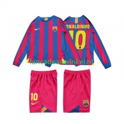 FC Barcelona Wedstrijdshirt met Korting RONALDINHO 10 2005 Retro Thuis Kind 2006 Lange Mouw