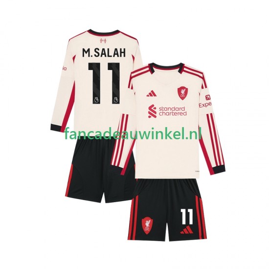 Liverpool Wedstrijdshirt met Korting Mohamed Salah 11 Uit Kind 2025-26 Lange Mouw