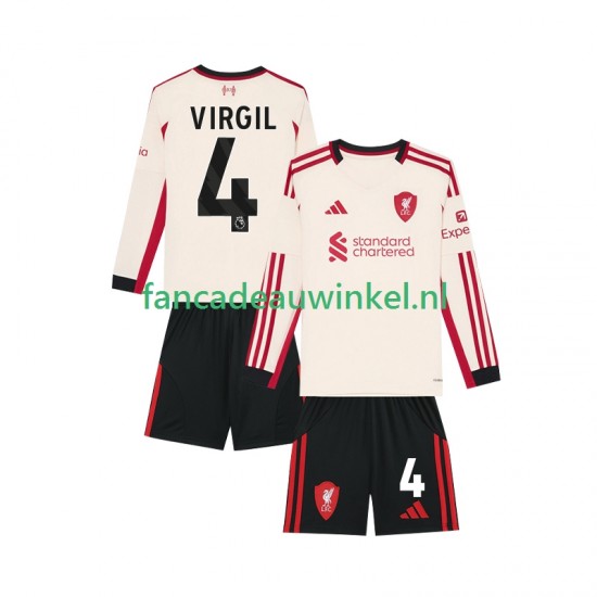 Liverpool Wedstrijdshirt met Korting Virgil van Dijk 4 Uit Kind 2025-26 Lange Mouw