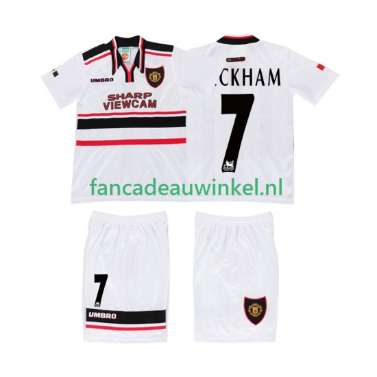 Manchester United Wedstrijdshirt met Korting BECKHAM 7 Retro Uit Kind 1998 Korte Mouw