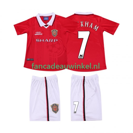Manchester United Wedstrijdshirt met Korting BECKHAM 7 2000 Retro Thuis Kind 1999 Korte Mouw