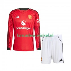 Manchester United Wedstrijdshirt met Korting Thuis Kind 2025-26 Lange Mouw