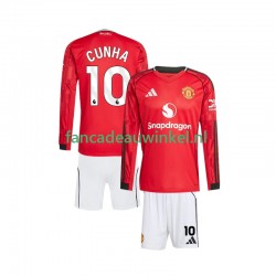 Manchester United Wedstrijdshirt met Korting Matheus Cunha 10 Thuis Kind 2025-26 Lange Mouw