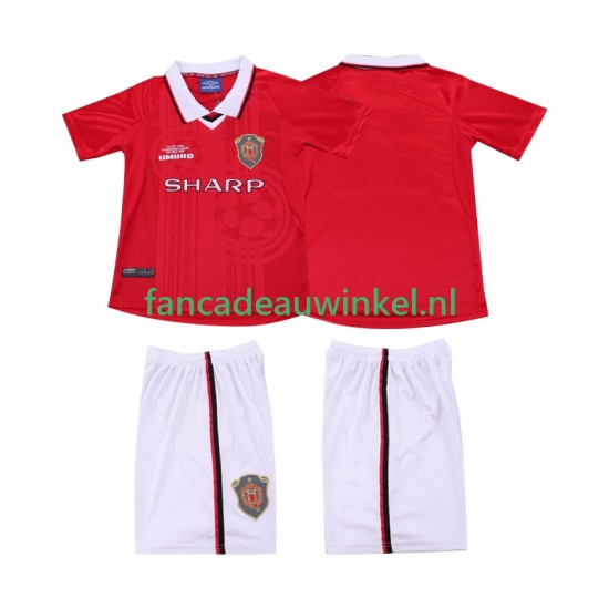 Manchester United Wedstrijdshirt met Korting 2000 Retro Thuis Kind 1999 Korte Mouw