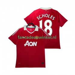 Manchester United Wedstrijdshirt met Korting SCHOLES 18 Retro Thuis Heren 2011 2010 Korte Mouw