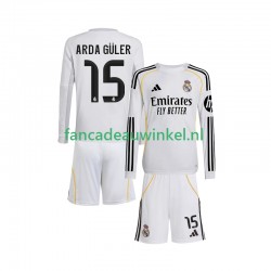Real Madrid Wedstrijdshirt met Korting Arda Guler 15 Thuis Kind 2025-26 Lange Mouw
