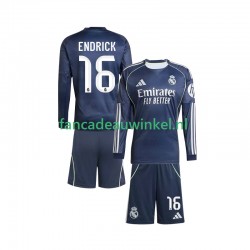 Real Madrid Wedstrijdshirt met Korting Endrick 16 Uit Kind 2025-26 Lange Mouw