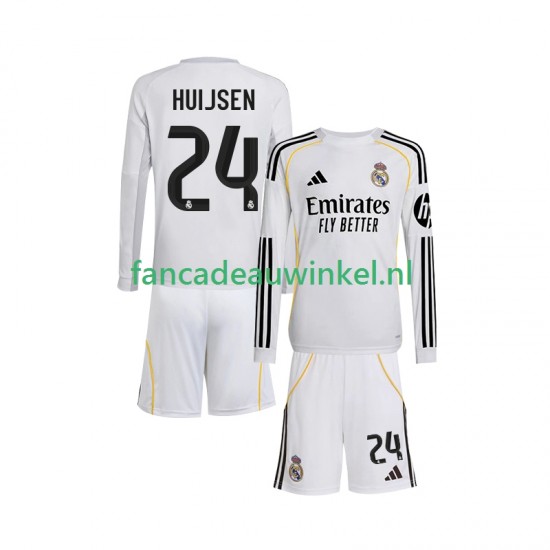 Real Madrid Wedstrijdshirt met Korting Huijsen 24 Thuis Kind 2025-26 Lange Mouw