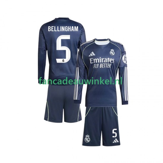 Real Madrid Wedstrijdshirt met Korting Jude Bellingham 5 Uit Kind 2025-26 Lange Mouw