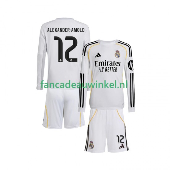 Real Madrid Wedstrijdshirt met Korting Trent Alexander-Arnold 12 Thuis Kind 2025-26 Lange Mouw