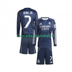 Real Madrid Wedstrijdshirt met Korting Vinicius Junior 7 Uit Kind 2025-26 Lange Mouw