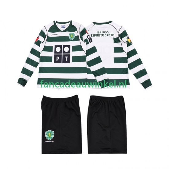 Sporting CP Wedstrijdshirt met Korting 2001 2003 Retro Thuis Kind Lange Mouw