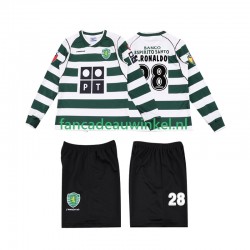Sporting CP Wedstrijdshirt met Korting Cristiano Ronaldo 28 2001 2003 Retro Thuis Kind Lange Mouw