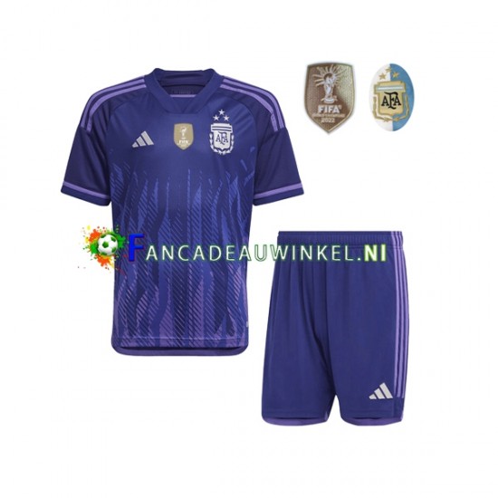 Argentinië Wedstrijdshirt met Korting 3 Stars Uit Kind WK 2022 Korte Mouw