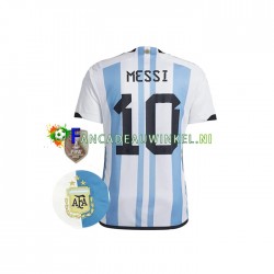 Argentinië Wedstrijdshirt met Korting Messi 10 3 Stars Thuis Heren WK 2022 Korte Mouw