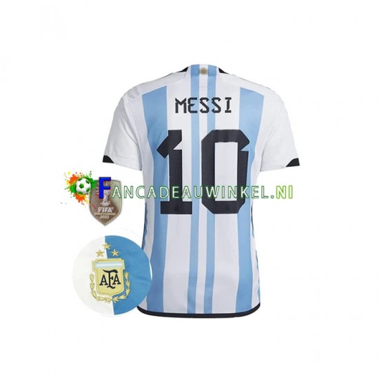 Argentinië Wedstrijdshirt met Korting Messi 10 3 Stars Thuis Heren WK 2022 Korte Mouw