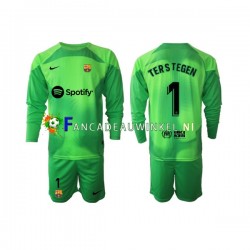 FC Barcelona Wedstrijdshirt met Korting Ter Stegen 1 Keepersshirt Thuis Kind 2022-23 Lange Mouw