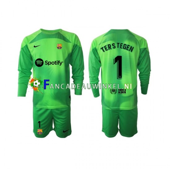 FC Barcelona Wedstrijdshirt met Korting Ter Stegen 1 Keepersshirt Thuis Kind 2022-23 Lange Mouw