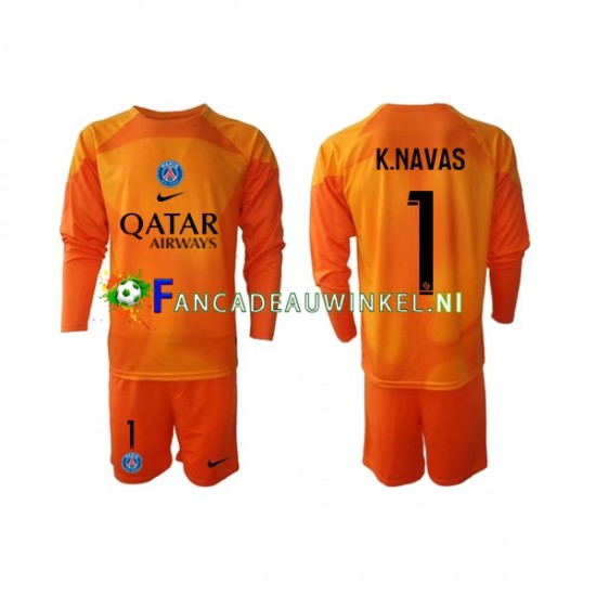 Paris Saint-Germain Wedstrijdshirt met Korting Keylor Navas 1 Keepersshirt Uit Kind 2022-23 Lange Mouw