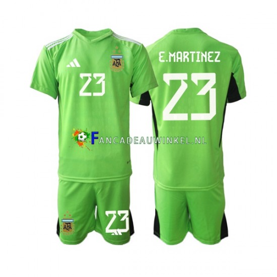 Argentinië Wedstrijdshirt met Korting Emiliano Martinez 23 Keepersshirt Thuis Kind WK 2022 Korte Mouw