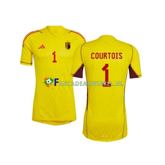 België Wedstrijdshirt met Korting Courtois 1 Keepersshirt Uit Heren WK 2022 Korte Mouw