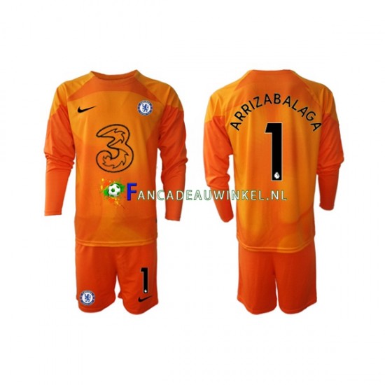 Chelsea Wedstrijdshirt met Korting Kepa Arrizabalaga 1 Keepersshirt Thuis Kind 2022-23 Lange Mouw