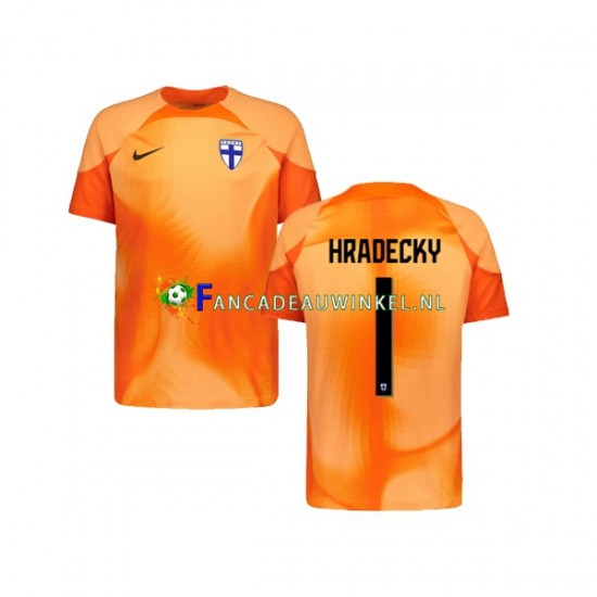 Finland Wedstrijdshirt met Korting HRADECKY 1 Keepersshirt Thuis Heren 2022-23 Korte Mouw