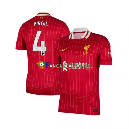 Liverpool Wedstrijdshirt met Korting Virgil van Dijk 4 Thuis Heren 2024-25 Korte Mouw