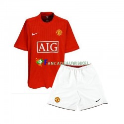 Manchester United Wedstrijdshirt met Korting 2007 Retro Thuis Kind Korte Mouw